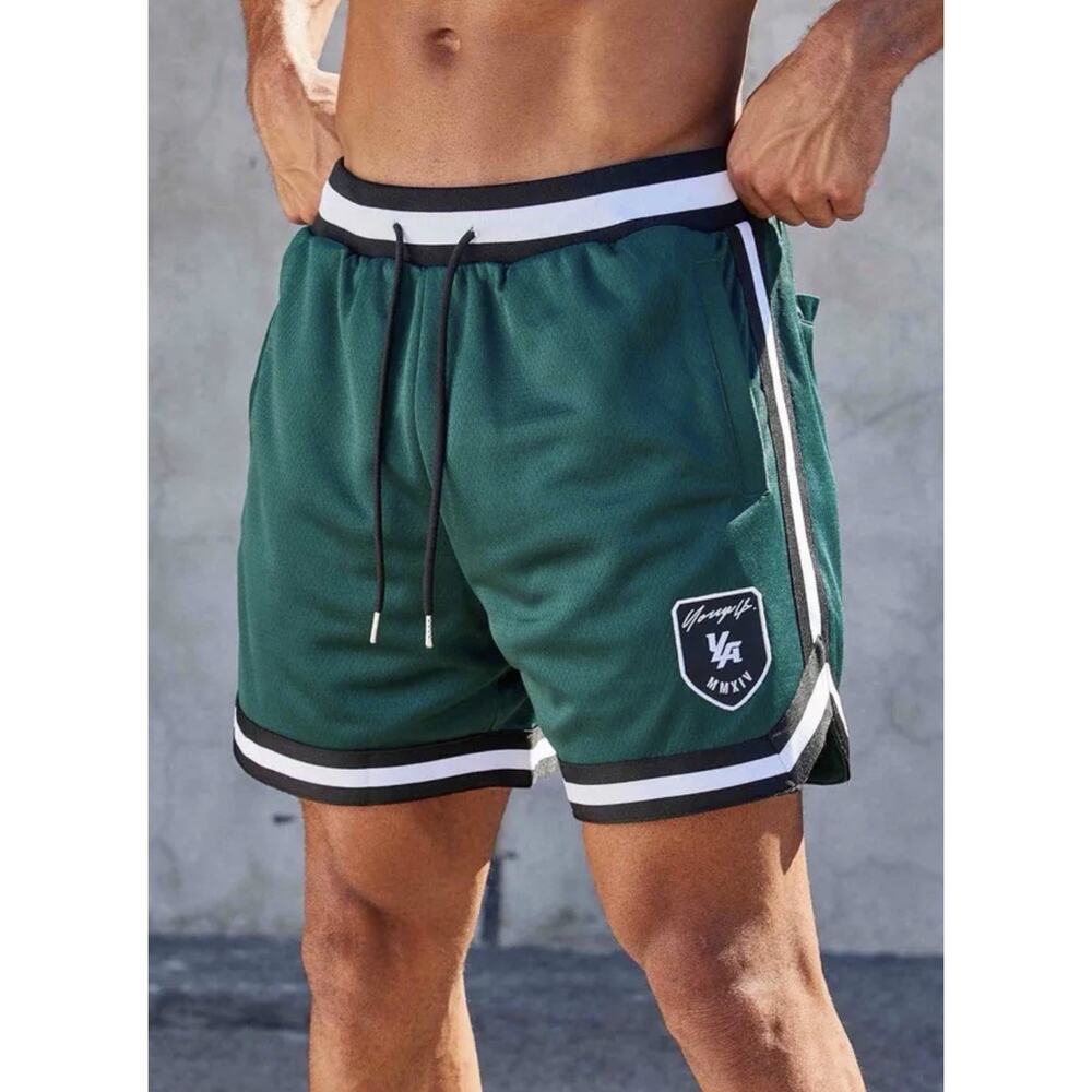 Vintage 90s YoungLA bodybuilding gym mesh Basketball Shorts green mens XL